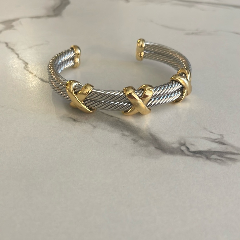 Silver and gold cable bracelet, new!